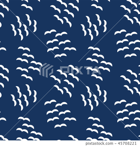 Seamless vector pattern Flock of white birds blue Seamless vector pattern Flock of white birds blue 45708221