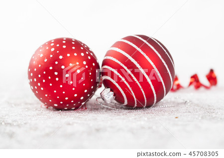 Red christmas baubles isolated 45708305
