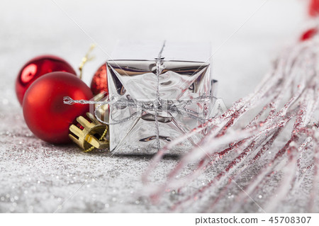 Red christmas baubles isolated Red christmas baubles isolated 45708307
