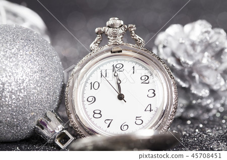 Old silver watch closeup 45708451