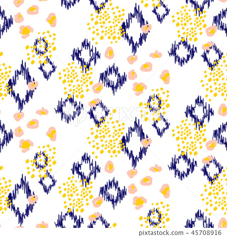 Ikat ogee seamless pattern background. Ikat ogee seamless pattern background. 45708916