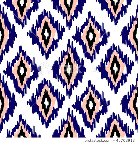 Ikat ogee seamless pattern background. 45708918