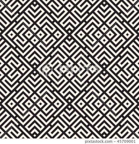 Ethnic pattern vector design. Seamless lattice background. Square repeating lines elements. 45709001