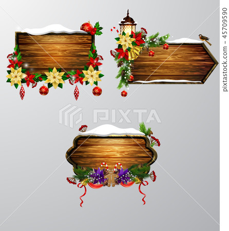 Vector wooden christmas board 45709590
