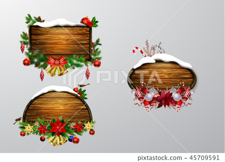Vector wooden christmas board 45709591