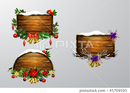 Vector wooden christmas board Vector wooden christmas board 45709593