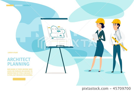 Architect Planning Cartoon Vector Landing Page 45709700