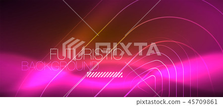 Color shiny neon lights background with abstract lines 45709861