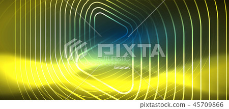 Neon glowing techno lines, hi-tech futuristic abstract background template with geometric shapes Neon glowing techno lines, hi-tech futuristic abstract background template with geometric shapes 45709866