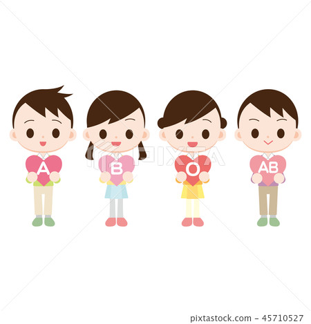 4 children Blood group A type B type O type AB 45710527