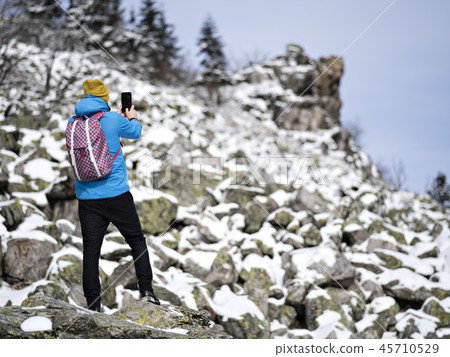 Man in sportswear with backpack. Man in sportswear with backpack. 45710529