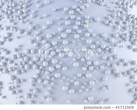Abstract background with a lot of spheres with random scale on the white plane. 3d render 45712009
