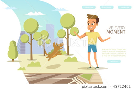 Happy Childhood in Big City Flat Vector Web Banner 45712461