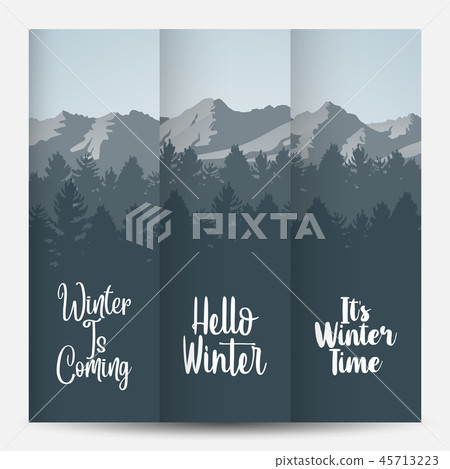 Three Banner Landscape Winter Forest Stock Illustration