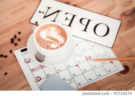 Top view of a cup of coffee Top view of a cup of coffee 45714274