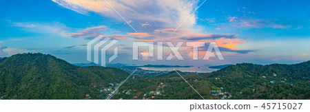 beauitful sky and full moon above Chalong ocean beauitful sky and full moon above Chalong ocean 45715027