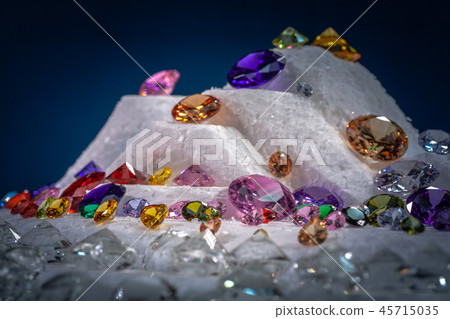 colorful diamonds on snowing background. 45715035