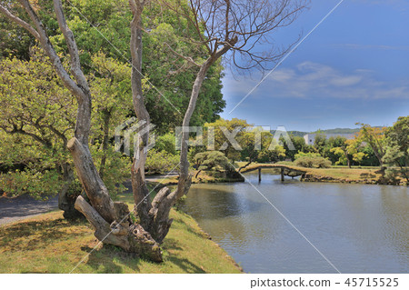 View of japanese landscape garden at Shuraku en 45715525