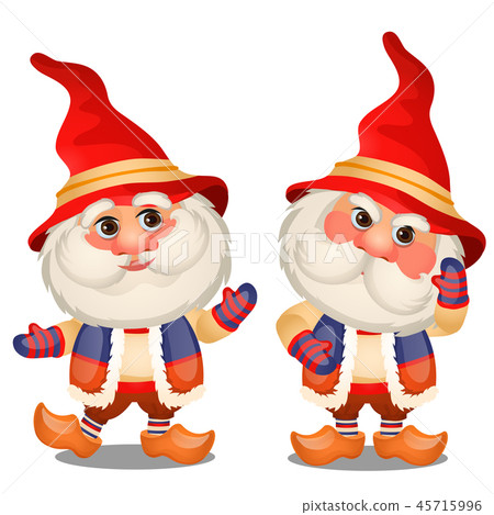 Set of funny gnome isolated on a white background. Sketch of Christmas festive poster, party Set of funny gnome isolated on a white background. Sketch of Christmas festive poster, party 45715996