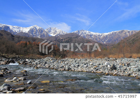 Shinshu Hakuba Late Hakuba Sanzan and mountain stream Shinshu Hakuba Late Hakuba Sanzan and mountain stream 45715997