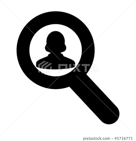 Person search icon vector female profile avatar Person search icon vector female profile avatar 45716771