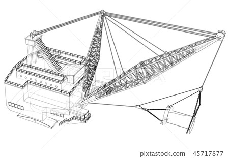 Dragline walking excavator. Vector Dragline walking excavator. Vector 45717877