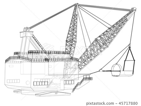 Dragline walking excavator. Vector Dragline walking excavator. Vector 45717880