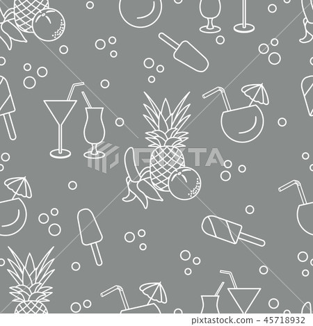 Cocktails, ice cream, pineapple, orange, banana 45718932