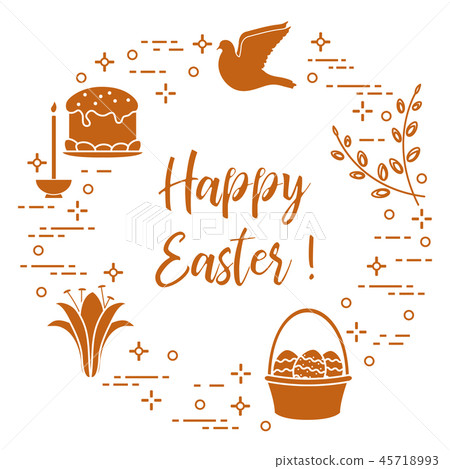 Easter cake, willow, lily,candle,dove,basket,eggs Easter cake, willow, lily,candle,dove,basket,eggs 45718993
