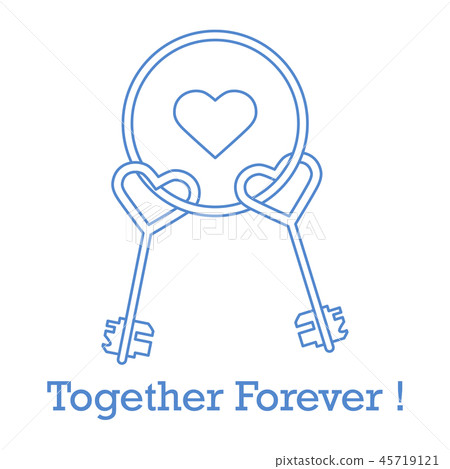 Keys in heart shape and the words together forever 45719121