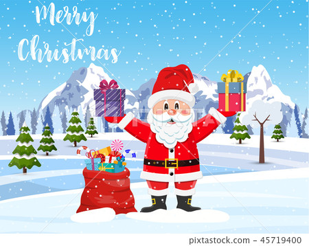 Santa claus with a bag of toys 45719400