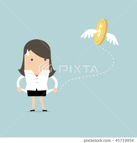 Businesswoman has no money. 45719954