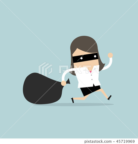 Businesswoman in mask flees with stolen bag. 45719969