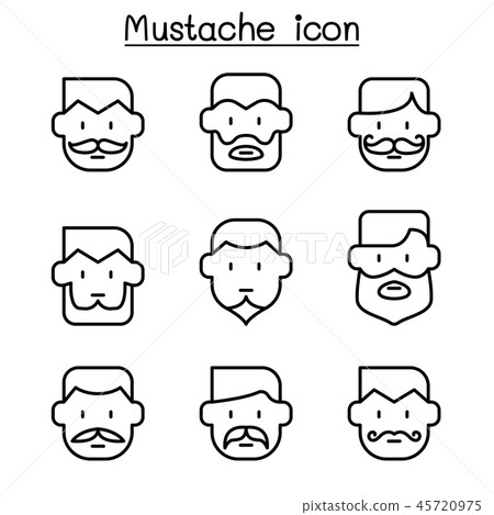Mustache icons set in thin line style 45720975