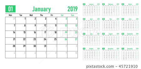 Calendar planner 2019 template Calendar planner 2019 template 45721910