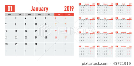 Calendar planner 2019 template Calendar planner 2019 template 45721919