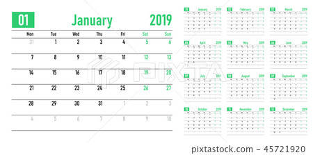 Calendar planner 2019 template Calendar planner 2019 template 45721920