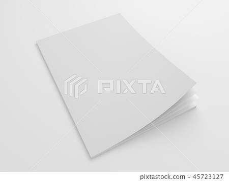 Blank openign brochure 3D illustration mockup. 45723127