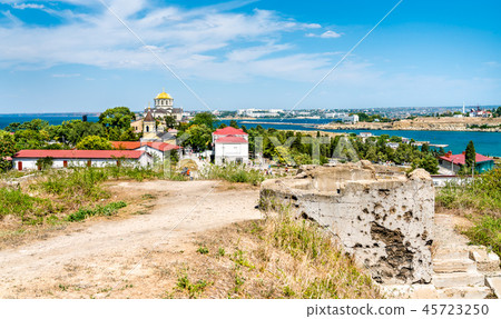 Ruins of Chersonesus, an ancient greek colony. Sevastopol, Crimea Ruins of Chersonesus, an ancient greek colony. Sevastopol, Crimea 45723250