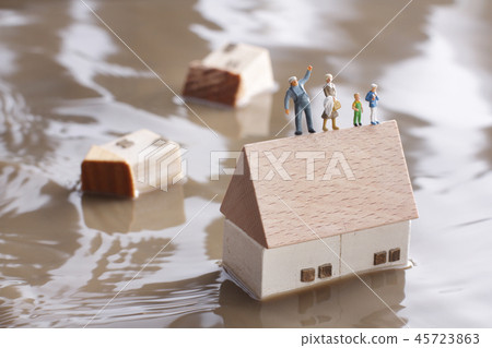 Flooded houses and isolated people Flooded houses and isolated people 45723863