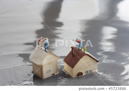Flooded houses and isolated people Flooded houses and isolated people 45723886