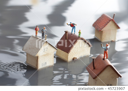 Flooded houses and isolated people 45723907