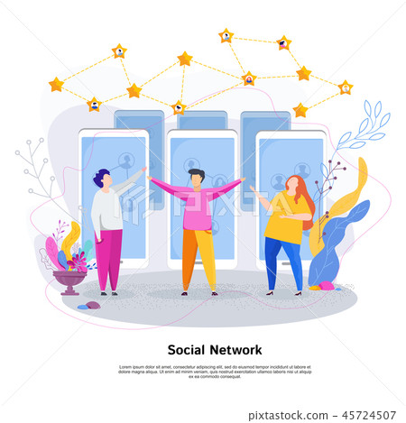 Social network concept. Group of young people Social network concept. Group of young people 45724507