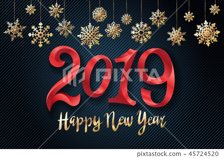 gold vector 2019 Happy New Year Background black - Stock Illustration ...