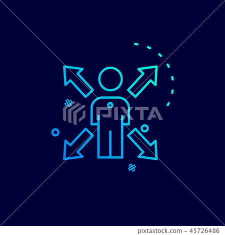 Cyber security neon icon with blue 45726486