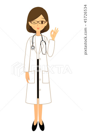 職業女醫生ok簽署全身 插圖素材 圖庫 職業女醫生ok簽署全身 插圖素材 圖庫