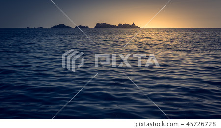 Sunset over the rocky Croatian coast Sunset over the rocky Croatian coast 45726728