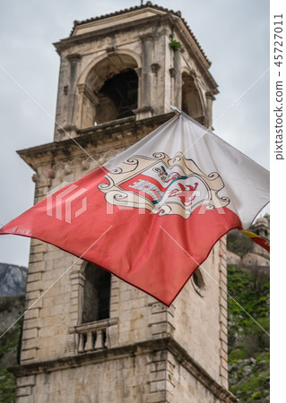 Flag of Kotor fluttering in the wind 45727011