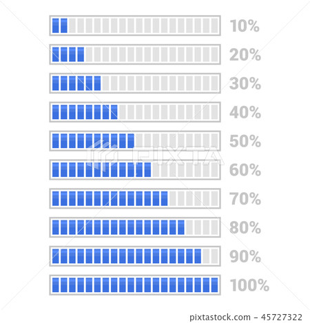 Blue Progress Bar Set on White Background. Vector 45727322