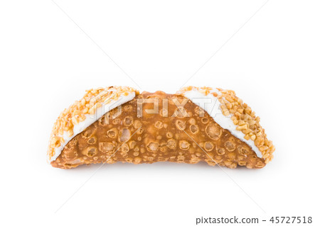 Sicilian cannolo with ricotta and hazelnut grains 45727518